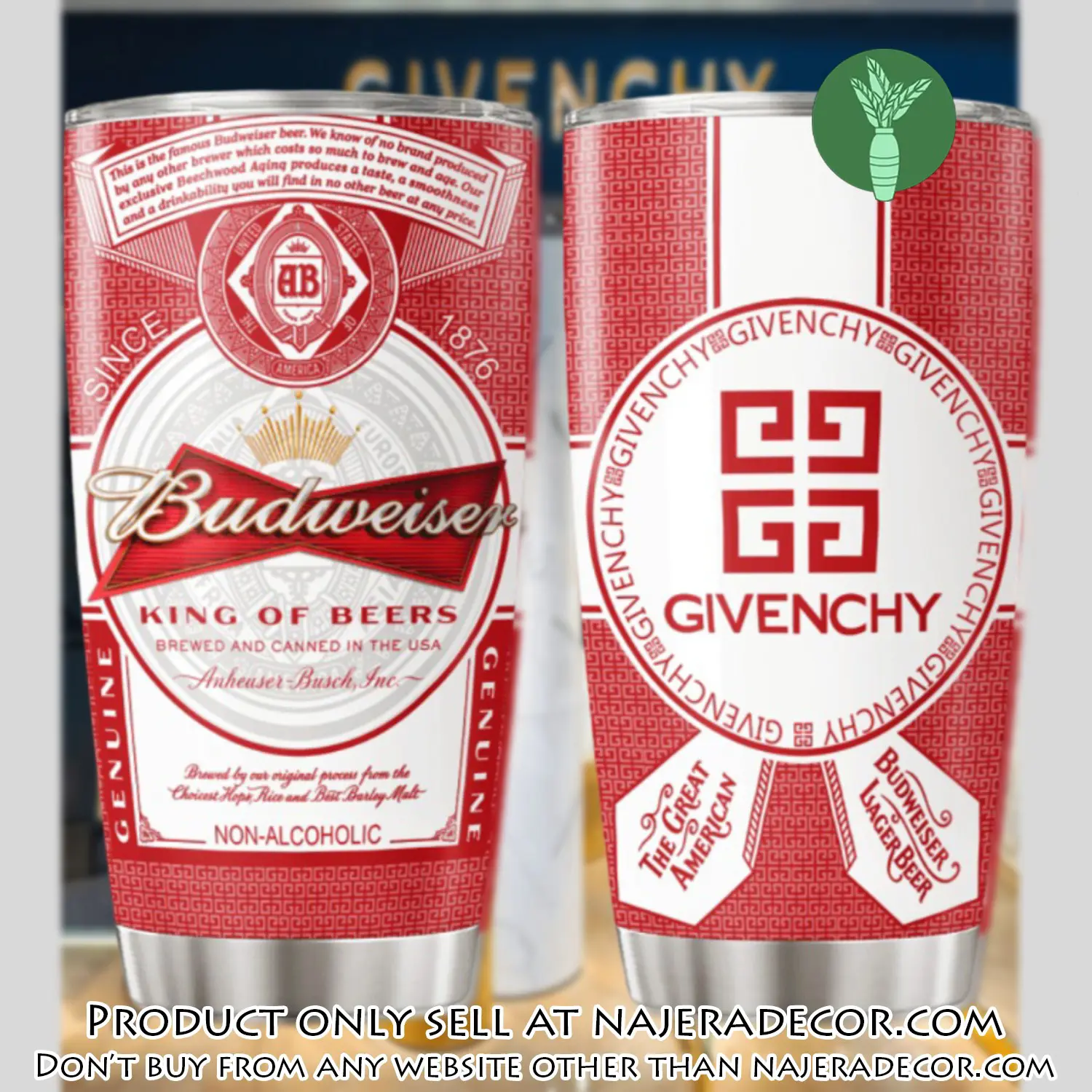 Givenchy budweiser stainless steel tumbler 20oz30oz njr3135995